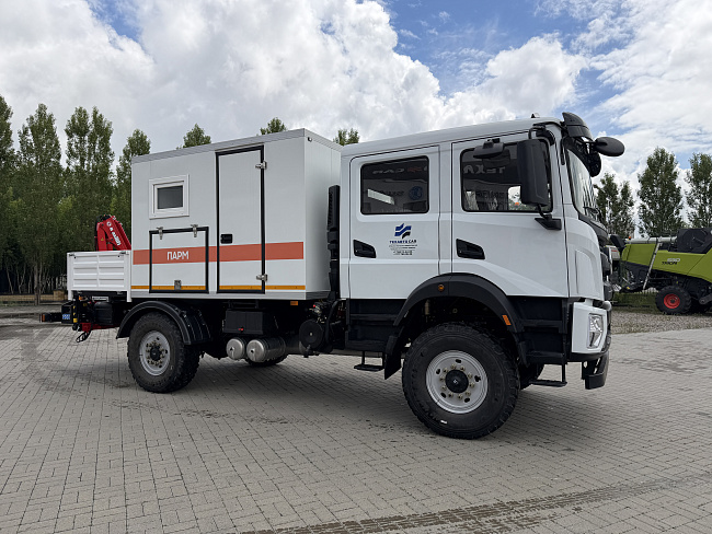 Мастерская передвижная ПАРМ-2  DONG FENG 4×4  6 мест с краном манипулятором КМУ 